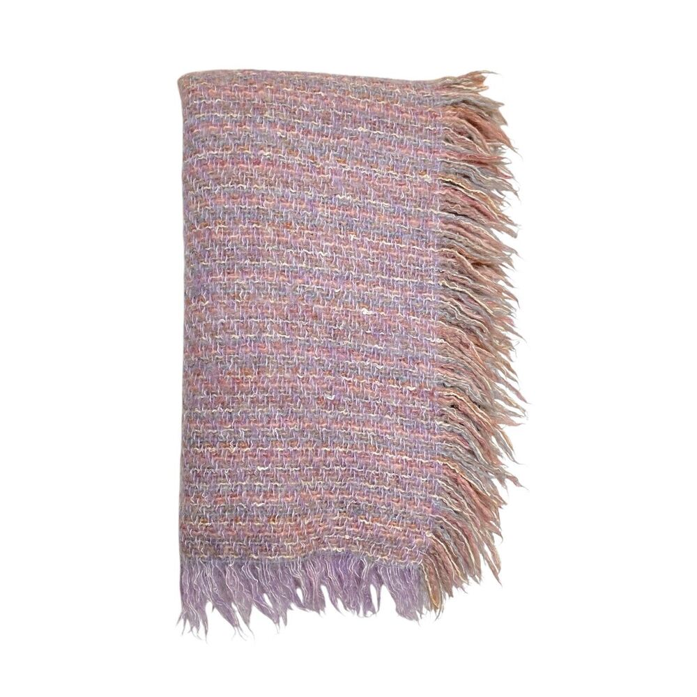 Tapestries Ireland Ltd.  Hand Woven Blanket Wool Purple Pink Size 64” X 46” Rare